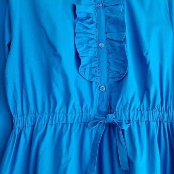 GUILLAUME Shirt Midi Dress w/ Scalloped Eyelet Hem Blue Sz S - Picture 7 of 14